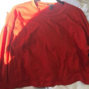 Red crop long sleeve top
